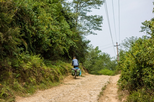 Roads made out of stones, tough cycling.