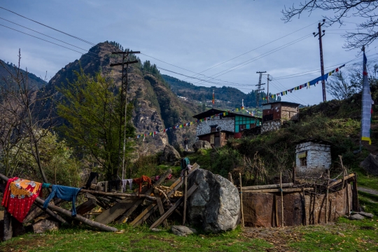 Nice houses and prayerflags