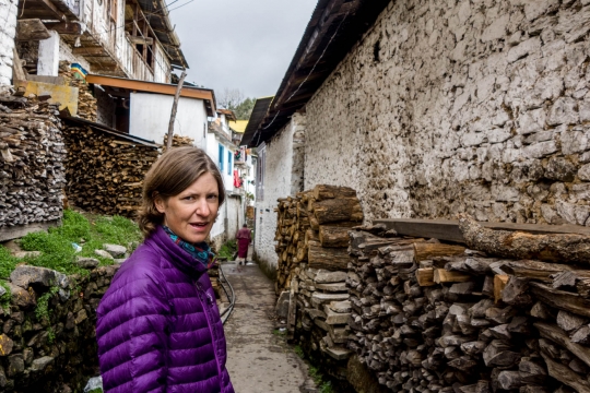 Walking through monastery alleys