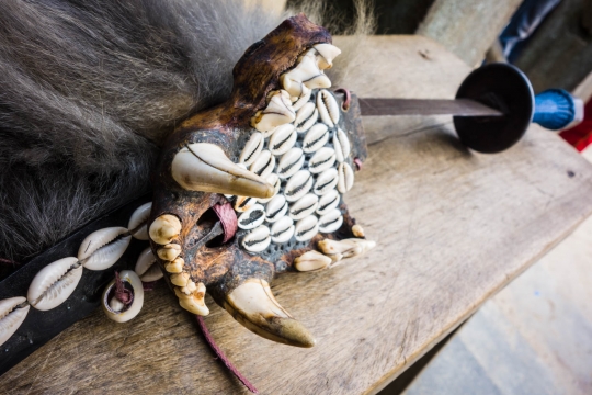 Apatani sword with a tigers teeth.