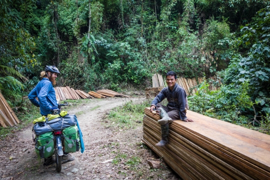 The wood man, all work is done at tree location.