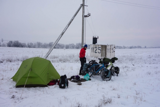 Camping in the snow