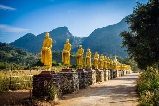 Driveway with Buddhas