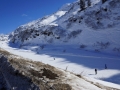 Skiing along the road we are cycling