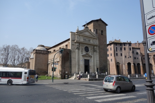 Basilica with building through different times