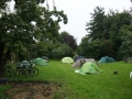 Camping in the orchard.