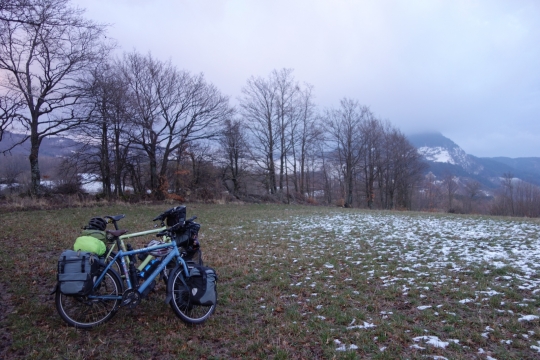 Our camping spot, again with a little bit of snow