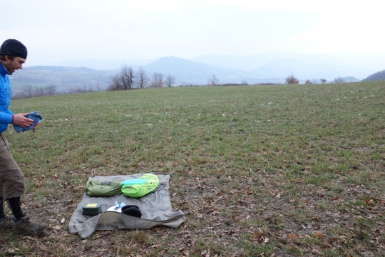 Our camping spot in the morning, snow is disappearing