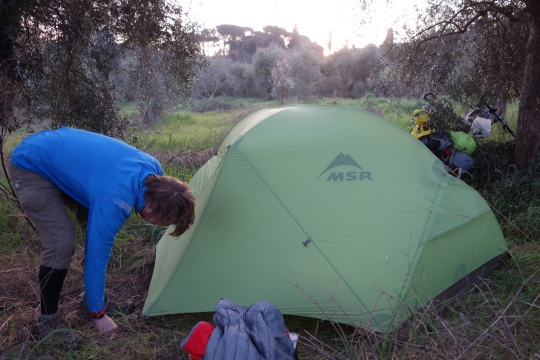 Taking down the tent