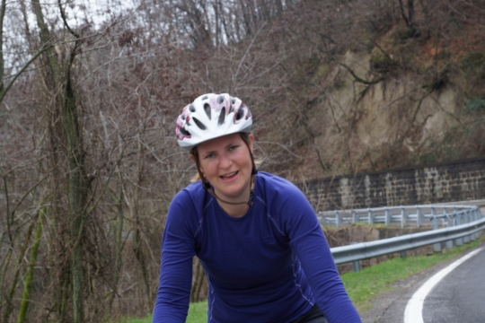 Suus on the bike