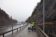 Cycling along the river up into the Alps