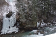Icy waterfall and river