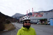 Eating great bratwurst at local meat and sausage place, yum!