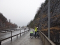 Cycling along the river up into the Alps