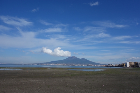 View of Mount Vesuvius from Amalfi coast