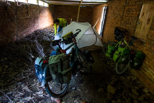 Camping in animal shed