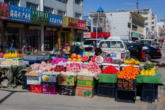 Lush Chinese fruit stalls