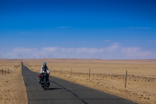 Long straight roads in the Gobi