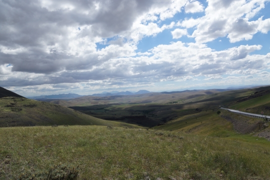 Headwind and uphill with a view