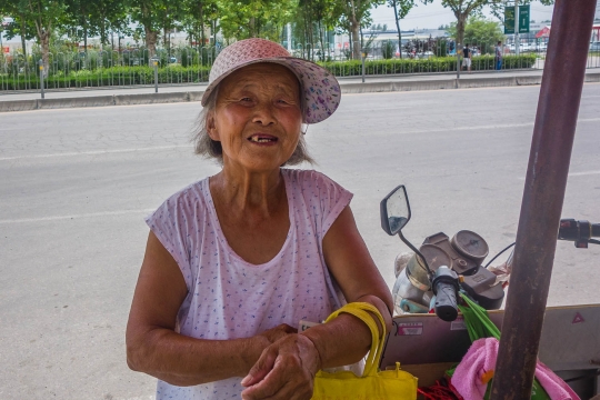 Friendly lady at a stop where we bought some drinks