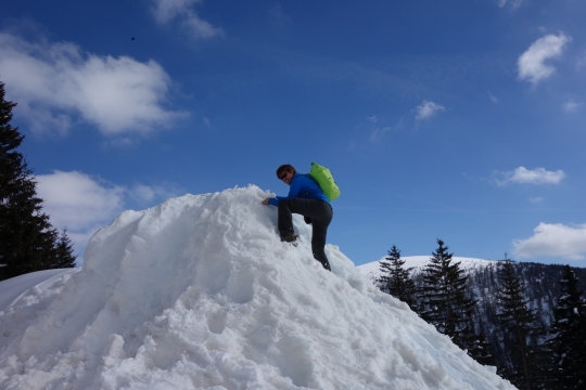 Climbing in the snow
