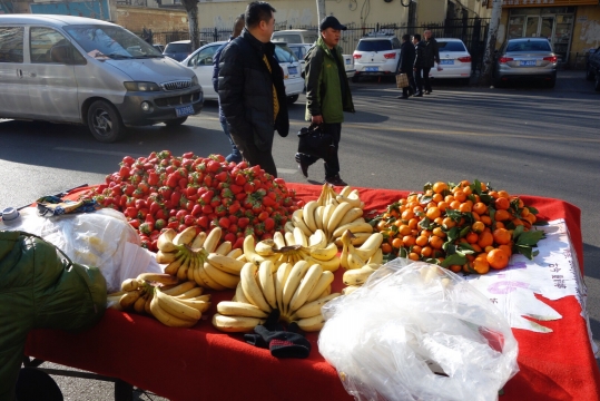 Strawberries and bananas in winter