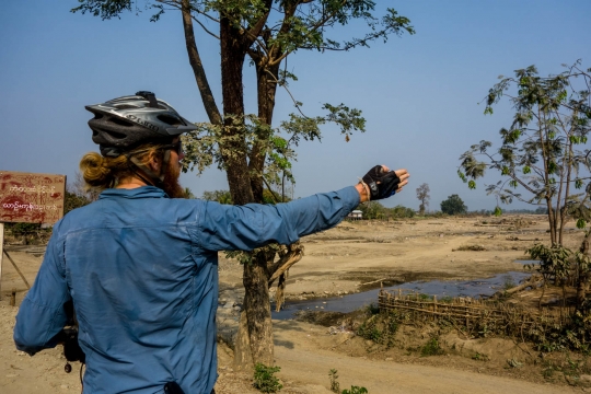 Martin pointing out the river