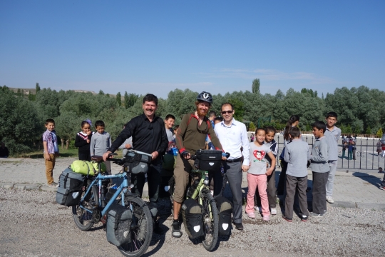 Teachers and school kids in Selime