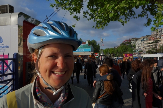 Susanne with her new helmet
