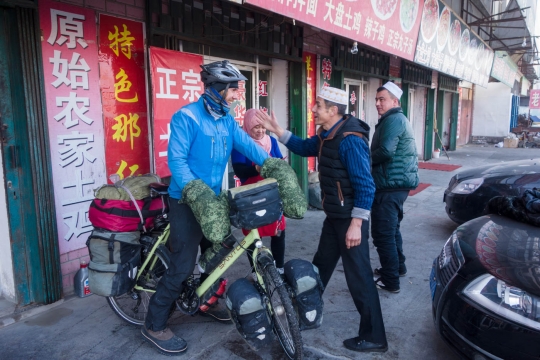 Restaurant owner saying goodbye to us