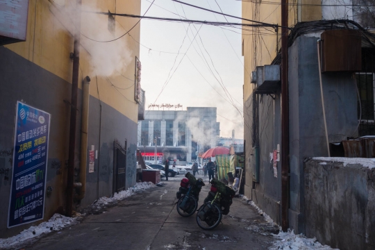 Steam surrounding our bicycles