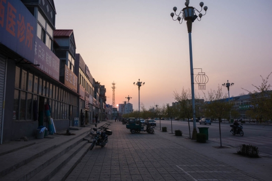 Sunset in small city where we stayed the night