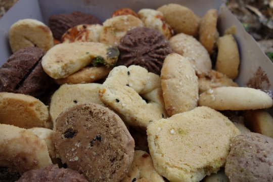 Cookies as gift from cyclist
