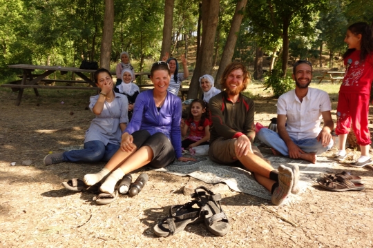 Friendly family pick nick outside Diyarbakir