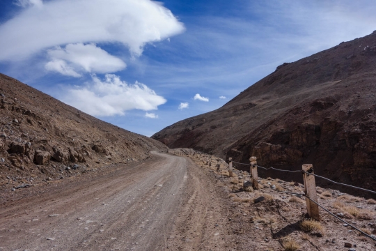 Rough gravel washboard road
