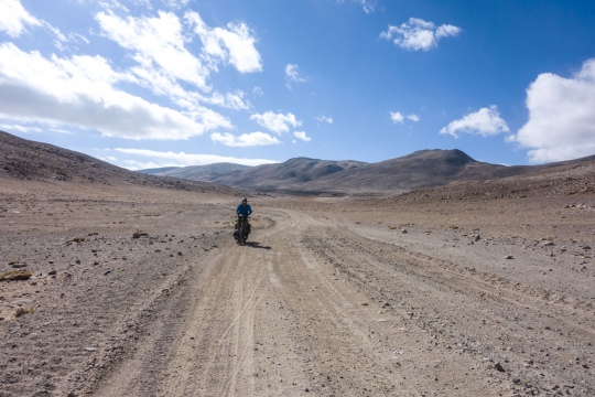And a gravelly downhill..