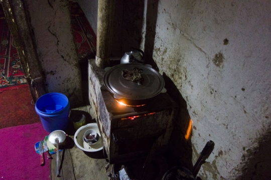 The oven, stove and fireplace