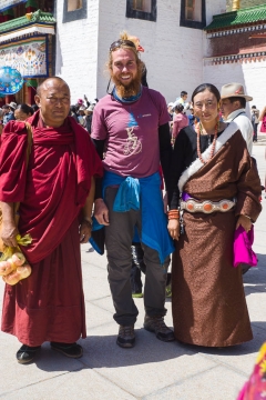 A picture with a monk and a local woman