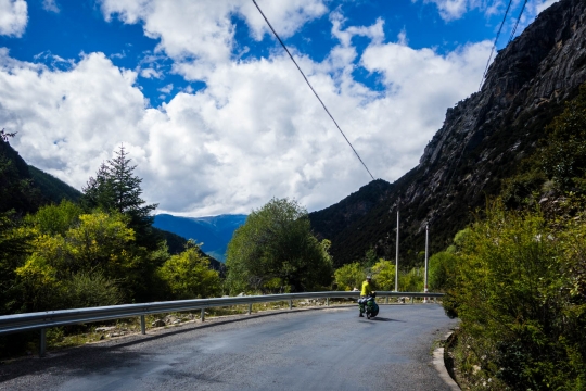 Descent down the pass