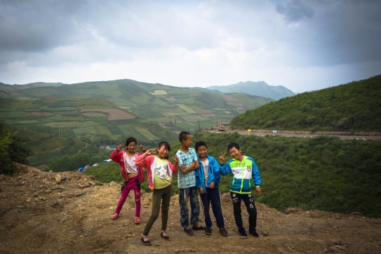 Kids following us up the hill
