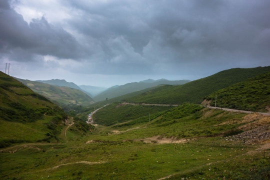 View of the road behind us
