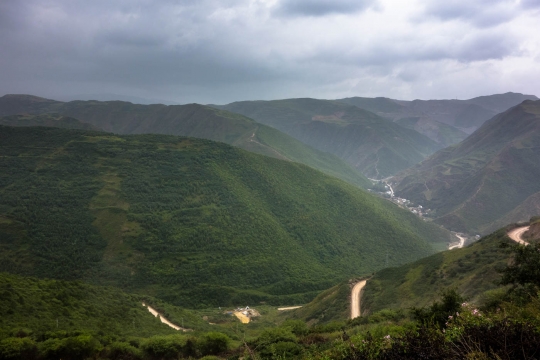View of the road behind us