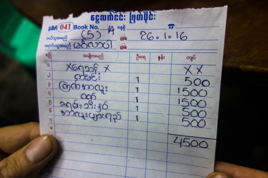 Our bill in Burmese