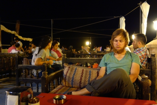 Relaxing on the rooftop