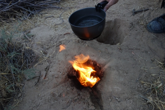 Cooking on a fire