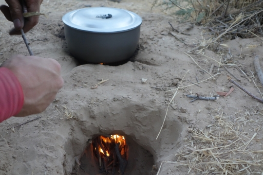 Cooking on a fire