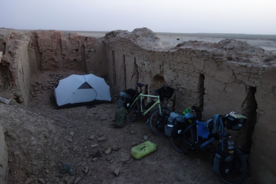 Camping in old mud brick house