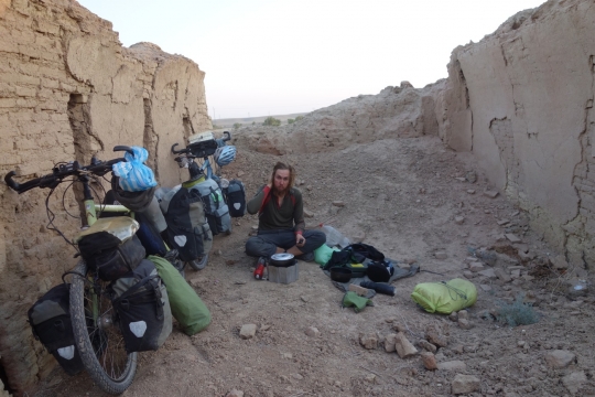 Camping in old mud brick house