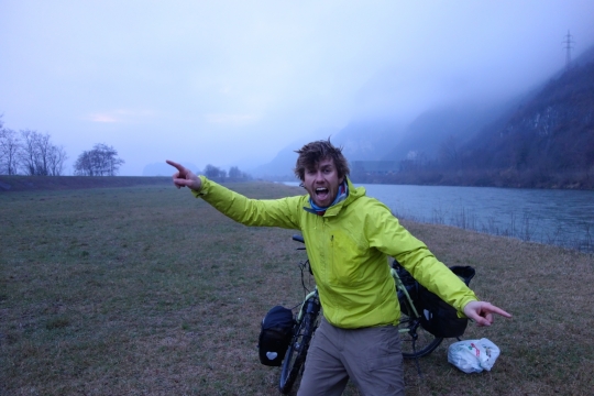 Camping next to the river and waking up early morning