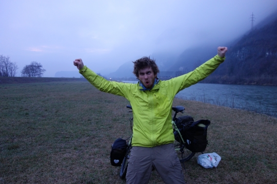 Camping next to the river and waking up early morning